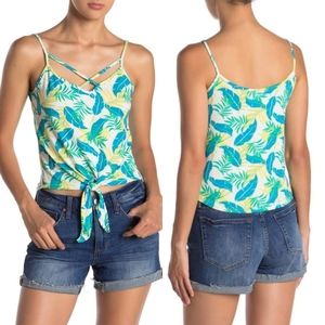 Poof NY Tropical Leaf Print Top